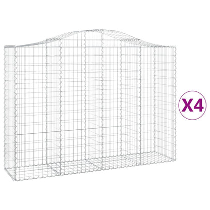 vidaXL Arched Gabion Baskets 4 pcs 200x50x140/160 cm Galvanised Iron