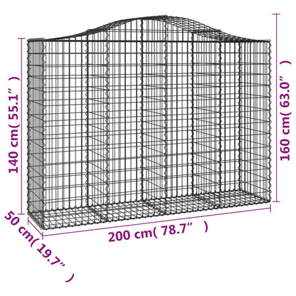 vidaXL Arched Gabion Baskets 4 pcs 200x50x140/160 cm Galvanised Iron