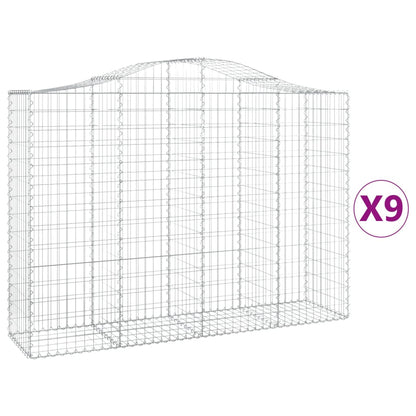 vidaXL Arched Gabion Baskets 9 pcs 200x50x140/160 cm Galvanised Iron