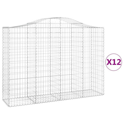 vidaXL Arched Gabion Baskets 12 pcs 200x50x140/160 cm Galvanised Iron