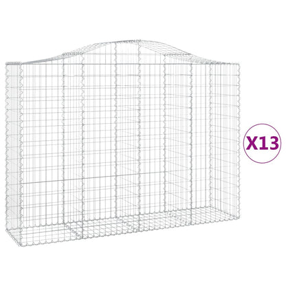 vidaXL Arched Gabion Baskets 13 pcs 200x50x140/160 cm Galvanised Iron