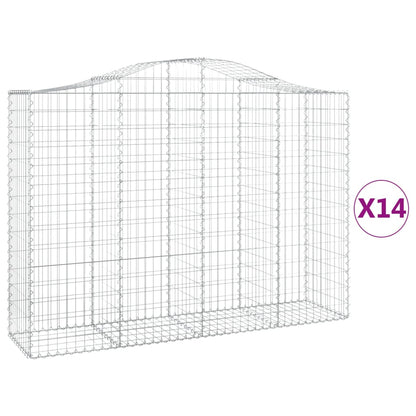 vidaXL Arched Gabion Baskets 14 pcs 200x50x140/160 cm Galvanised Iron