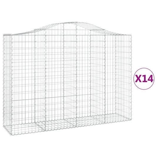 vidaXL Arched Gabion Baskets 14 pcs 200x50x140/160 cm Galvanised Iron