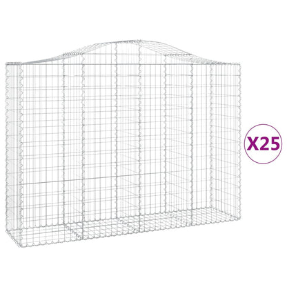 vidaXL Arched Gabion Baskets 25 pcs 200x50x140/160 cm Galvanised Iron