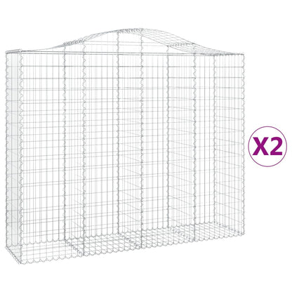 vidaXL Arched Gabion Baskets 2 pcs 200x50x160/180 cm Galvanised Iron