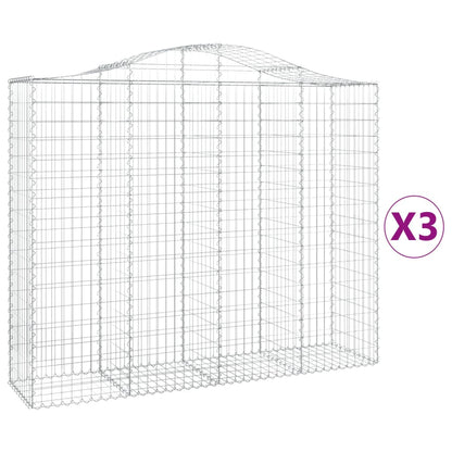 vidaXL Arched Gabion Baskets 3 pcs 200x50x160/180 cm Galvanised Iron