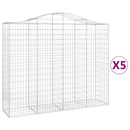 vidaXL Arched Gabion Baskets 5 pcs 200x50x160/180 cm Galvanised Iron