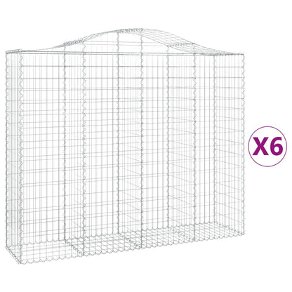 vidaXL Arched Gabion Baskets 6 pcs 200x50x160/180 cm Galvanised Iron