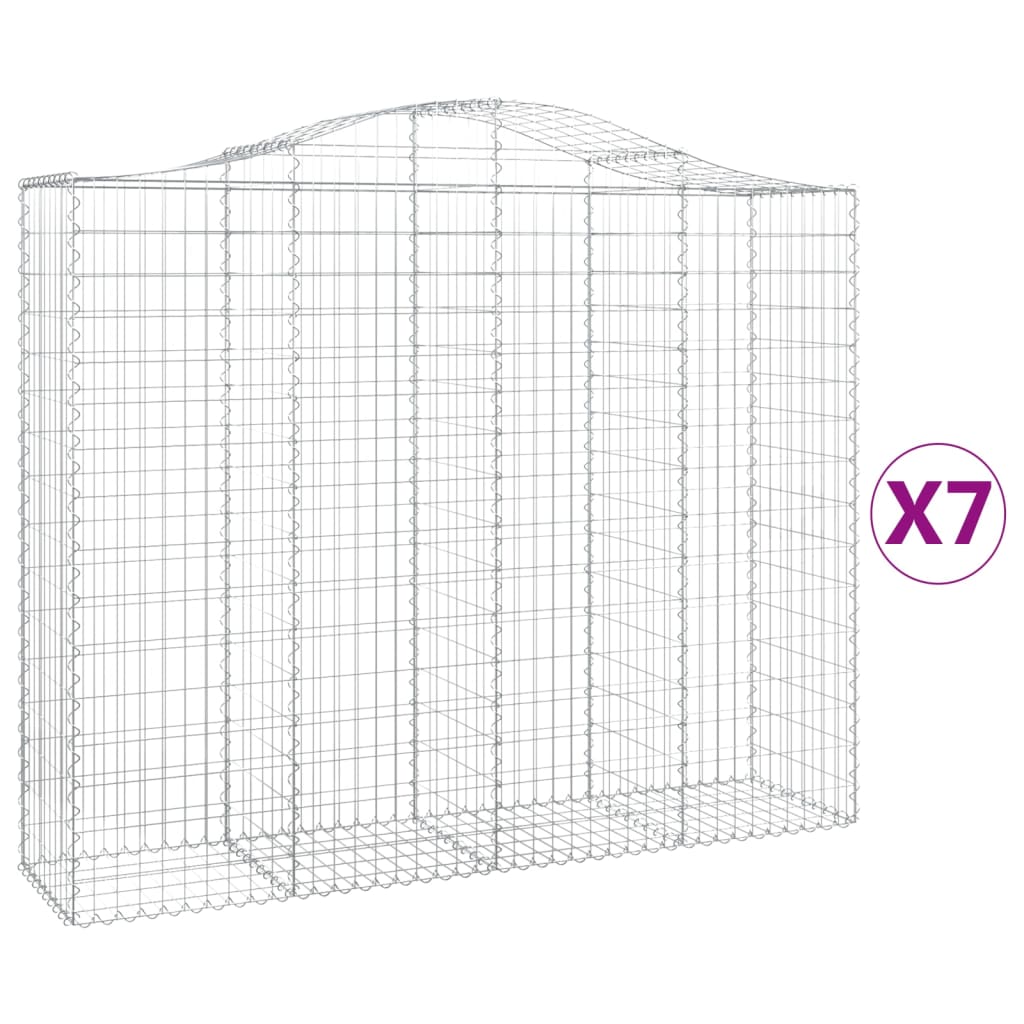 vidaXL Arched Gabion Baskets 7 pcs 200x50x160/180 cm Galvanised Iron