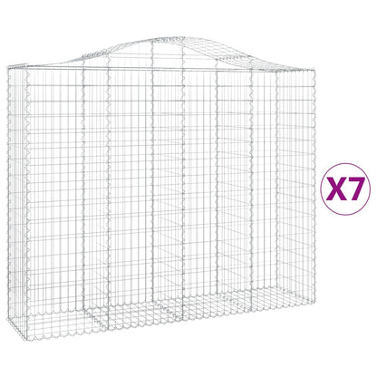 vidaXL Arched Gabion Baskets 7 pcs 200x50x160/180 cm Galvanised Iron
