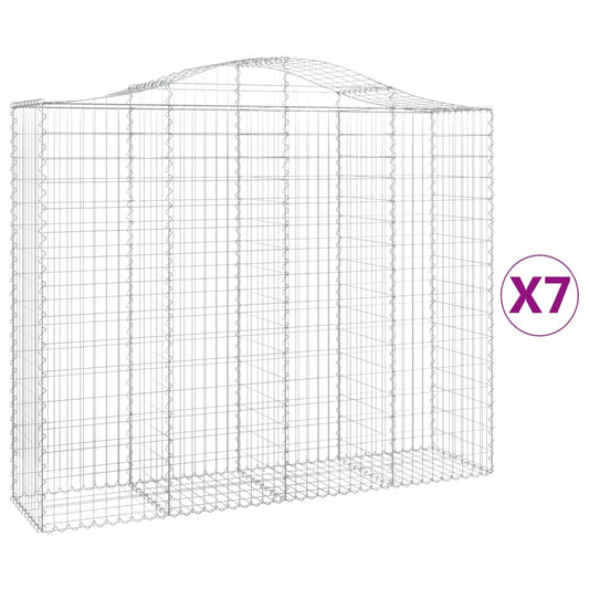 vidaXL Arched Gabion Baskets 7 pcs 200x50x160/180 cm Galvanised Iron