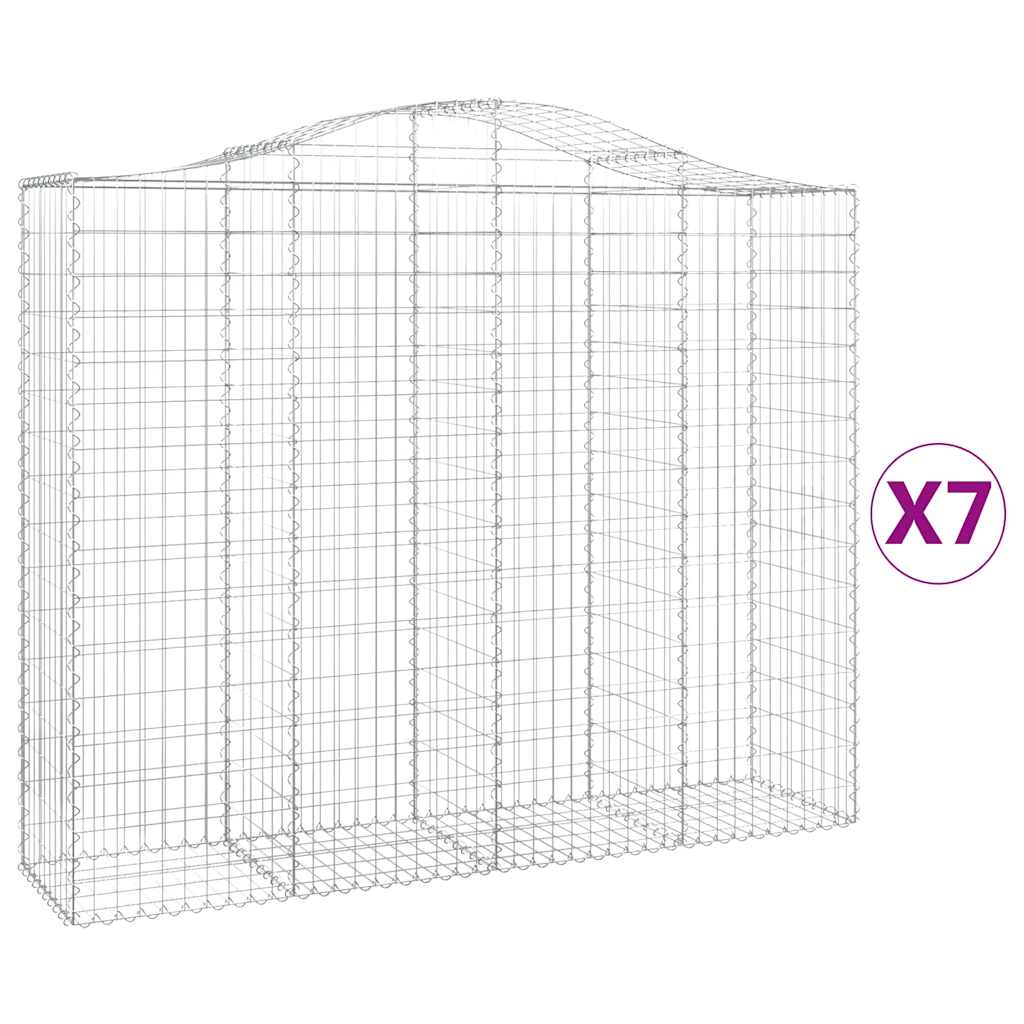 vidaXL Arched Gabion Baskets 7 pcs 200x50x160/180 cm Galvanised Iron