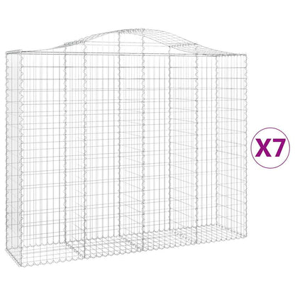 vidaXL Arched Gabion Baskets 7 pcs 200x50x160/180 cm Galvanised Iron