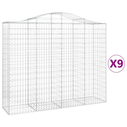 vidaXL Arched Gabion Baskets 9 pcs 200x50x160/180 cm Galvanised Iron