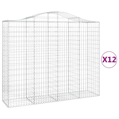vidaXL Arched Gabion Baskets 12 pcs 200x50x160/180 cm Galvanised Iron