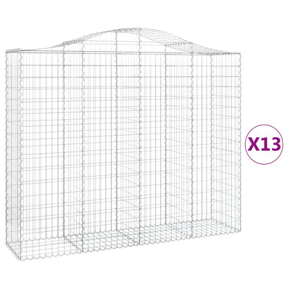 vidaXL Arched Gabion Baskets 13 pcs 200x50x160/180 cm Galvanised Iron