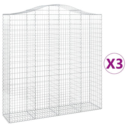 vidaXL Arched Gabion Baskets 3 pcs 200x50x200/220 cm Galvanised Iron