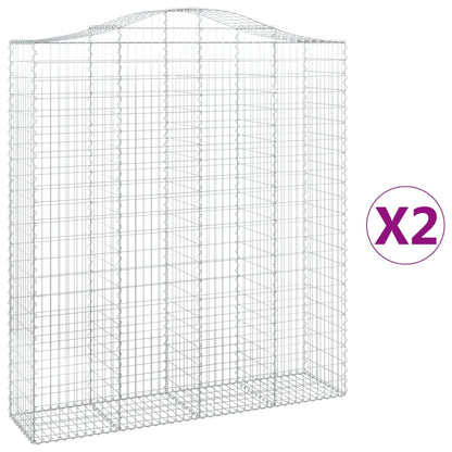 vidaXL Arched Gabion Baskets 2 pcs 200x50x220/240 cm Galvanised Iron