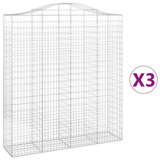 vidaXL Arched Gabion Baskets 3 pcs 200x50x220/240 cm Galvanised Iron