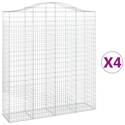 vidaXL Arched Gabion Baskets 4 pcs 200x50x220/240 cm Galvanised Iron