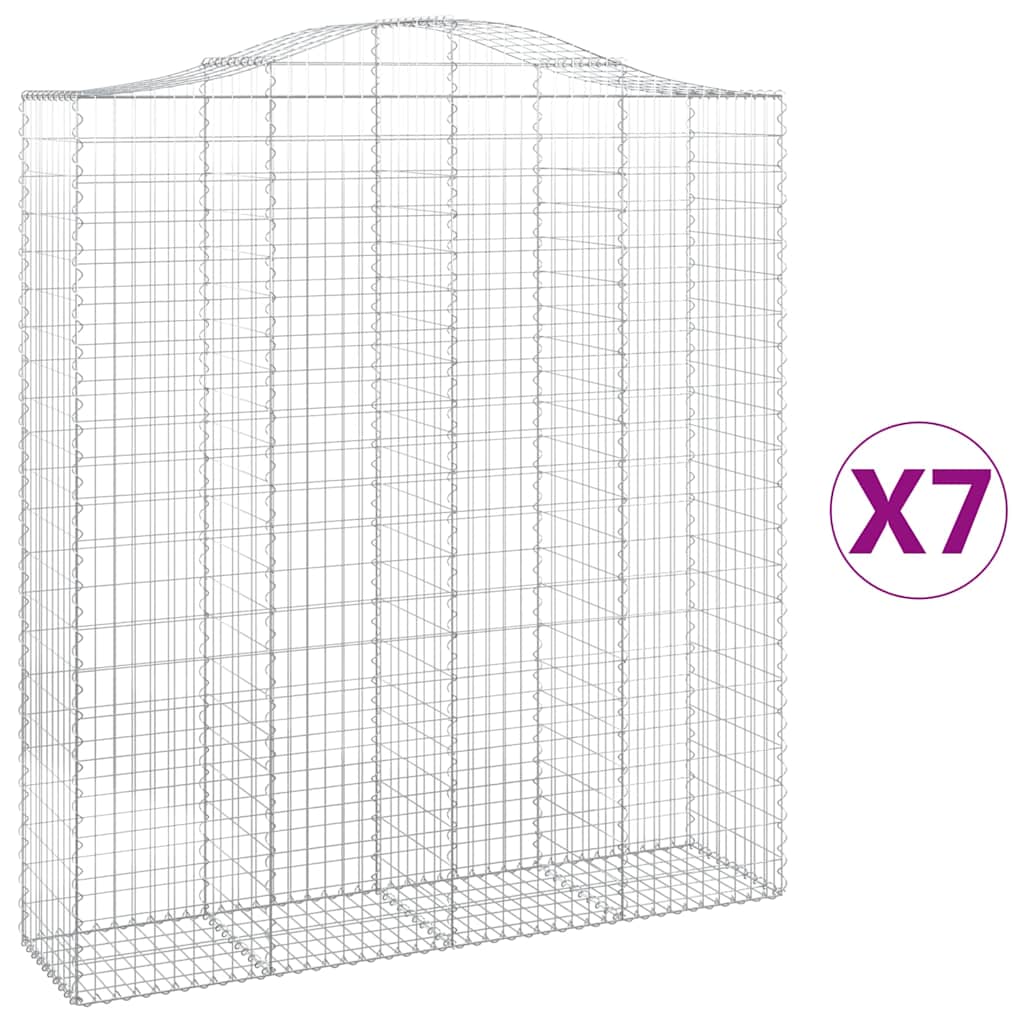 vidaXL Arched Gabion Baskets 7 pcs 200x50x220/240 cm Galvanised Iron