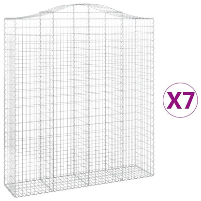 vidaXL Arched Gabion Baskets 7 pcs 200x50x220/240 cm Galvanised Iron