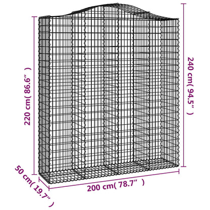 vidaXL Arched Gabion Baskets 7 pcs 200x50x220/240 cm Galvanised Iron