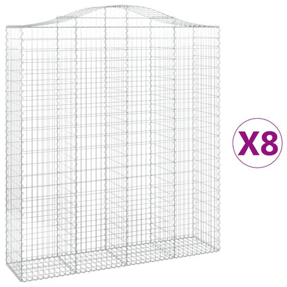 vidaXL Arched Gabion Baskets 8 pcs 200x50x220/240 cm Galvanised Iron