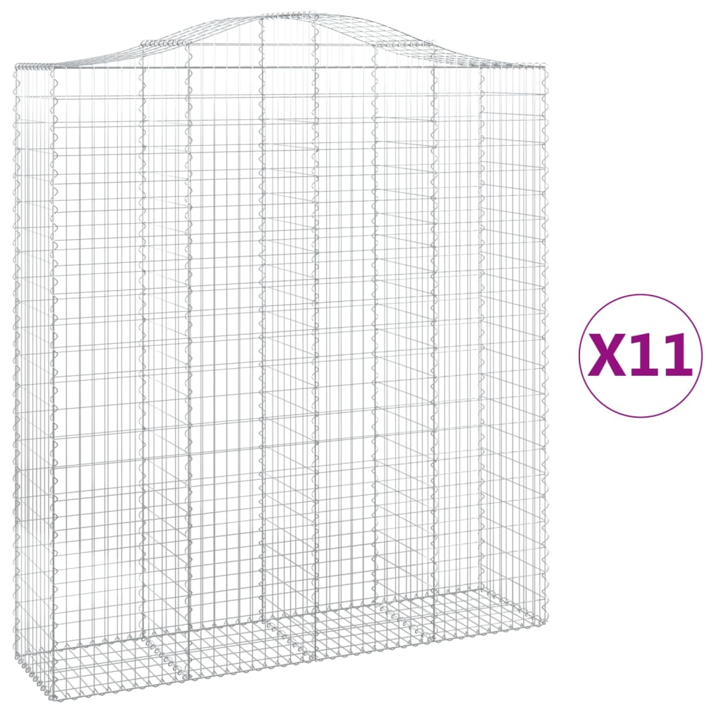 vidaXL Arched Gabion Baskets 11 pcs 200x50x220/240 cm Galvanised Iron