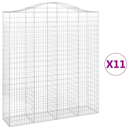 vidaXL Arched Gabion Baskets 11 pcs 200x50x220/240 cm Galvanised Iron