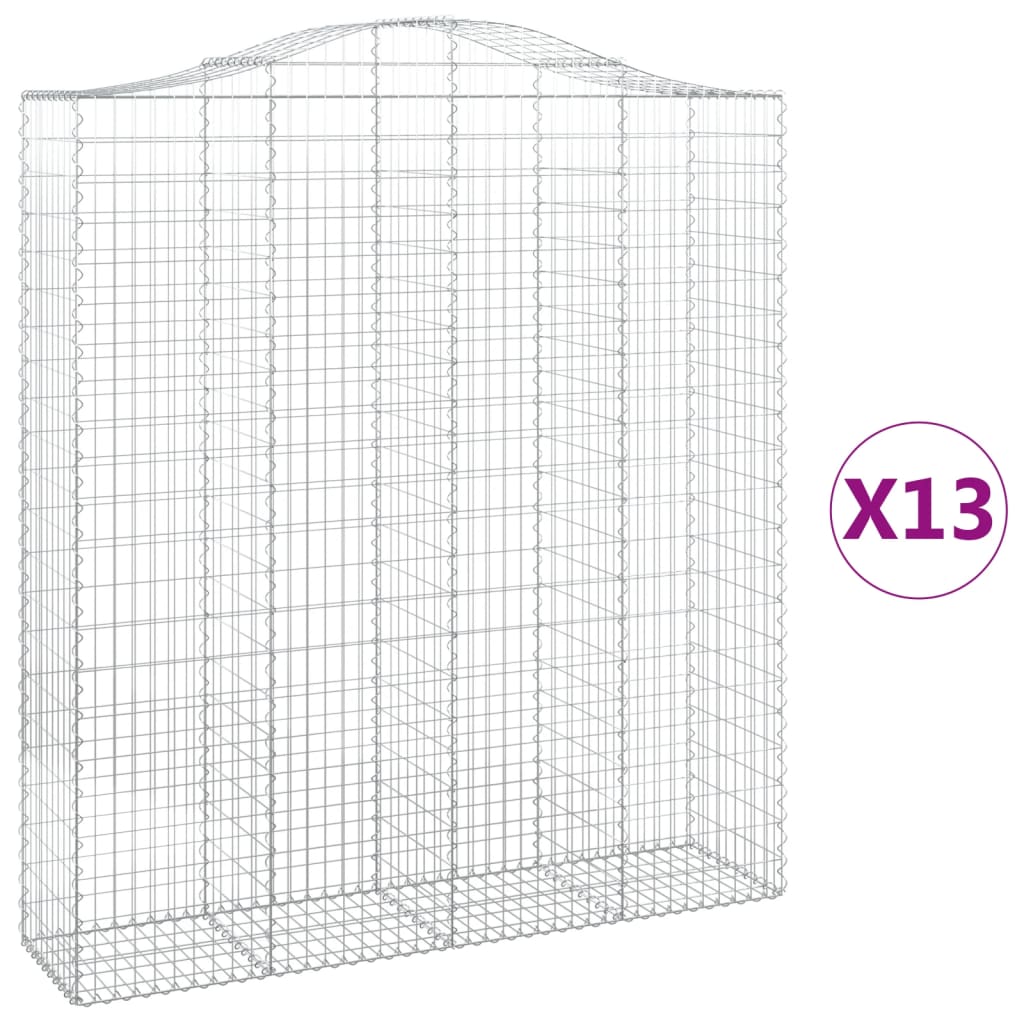 vidaXL Arched Gabion Baskets 13 pcs 200x50x220/240 cm Galvanised Iron