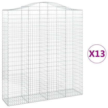 vidaXL Arched Gabion Baskets 13 pcs 200x50x220/240 cm Galvanised Iron