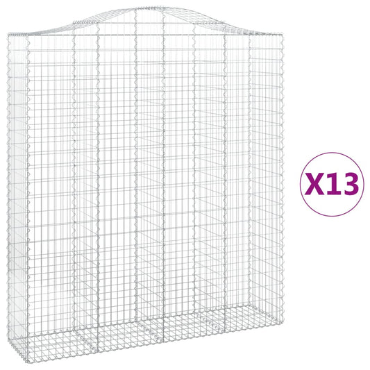 vidaXL Arched Gabion Baskets 13 pcs 200x50x220/240 cm Galvanised Iron