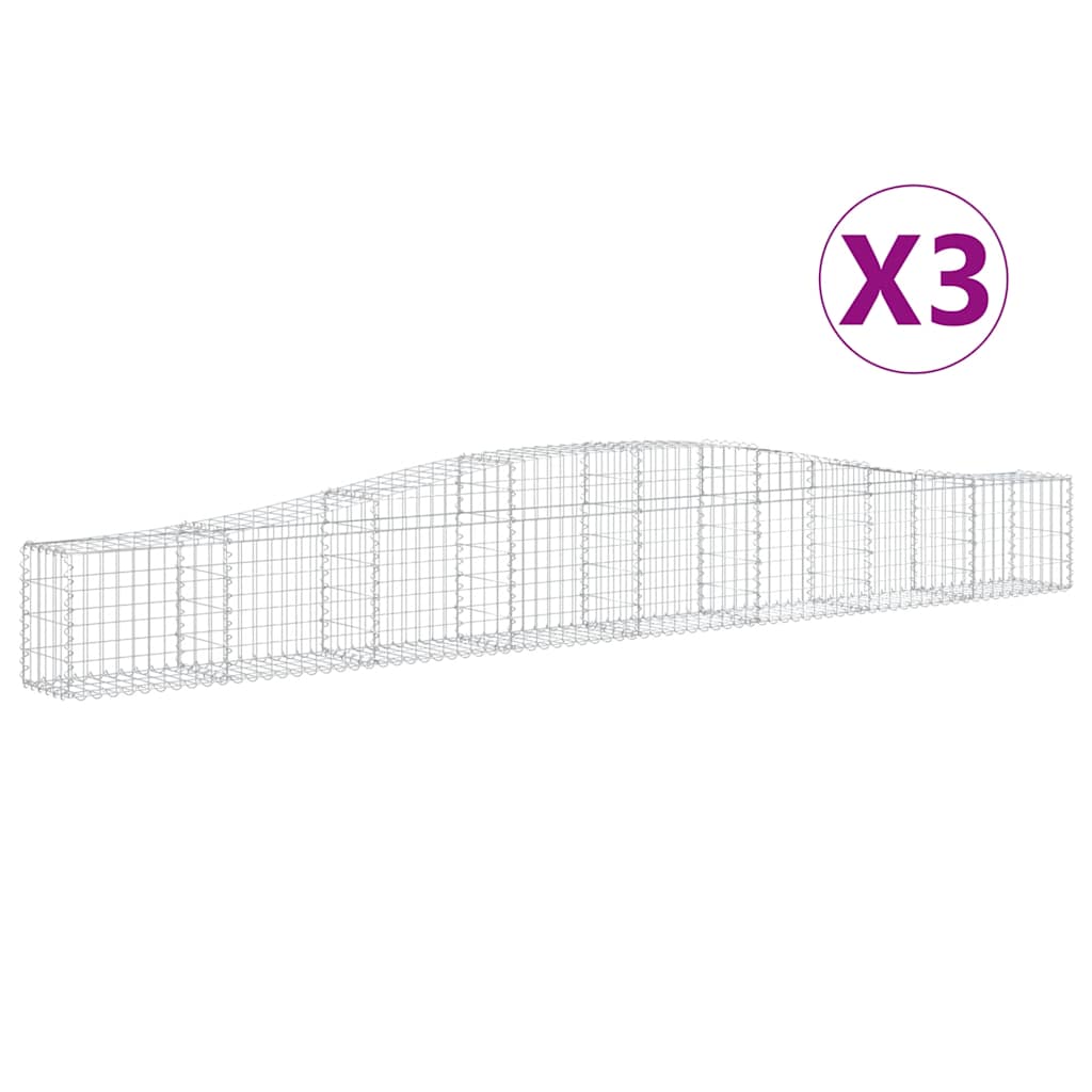 vidaXL Arched Gabion Baskets 3 pcs 400x30x40/60 cm Galvanised Iron