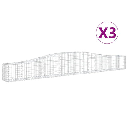 vidaXL Arched Gabion Baskets 3 pcs 400x30x40/60 cm Galvanised Iron