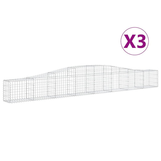 vidaXL Arched Gabion Baskets 3 pcs 400x30x40/60 cm Galvanised Iron