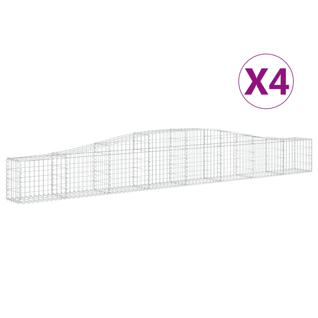 vidaXL Arched Gabion Baskets 4 pcs 400x30x40/60 cm Galvanised Iron