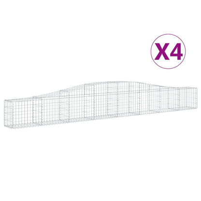 vidaXL Arched Gabion Baskets 4 pcs 400x30x40/60 cm Galvanised Iron