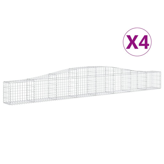 vidaXL Arched Gabion Baskets 4 pcs 400x30x40/60 cm Galvanised Iron