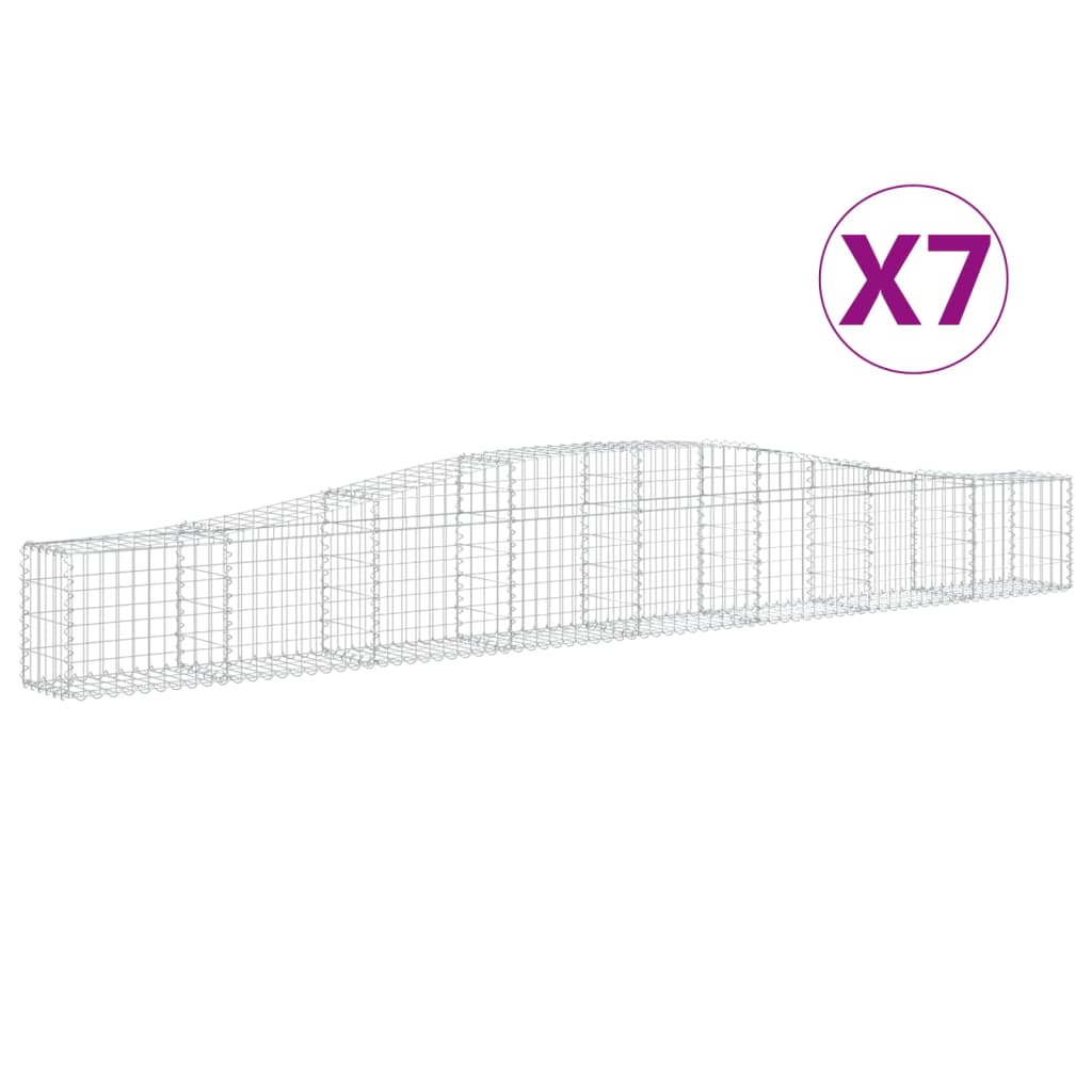 vidaXL Arched Gabion Baskets 7 pcs 400x30x40/60 cm Galvanised Iron