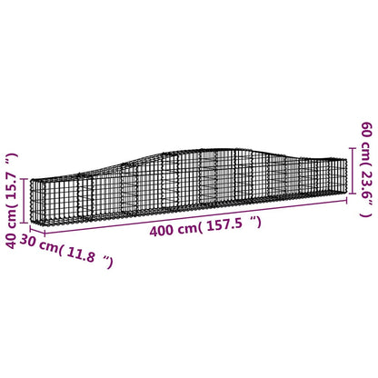 vidaXL Arched Gabion Baskets 10 pcs 400x30x40/60 cm Galvanised Iron