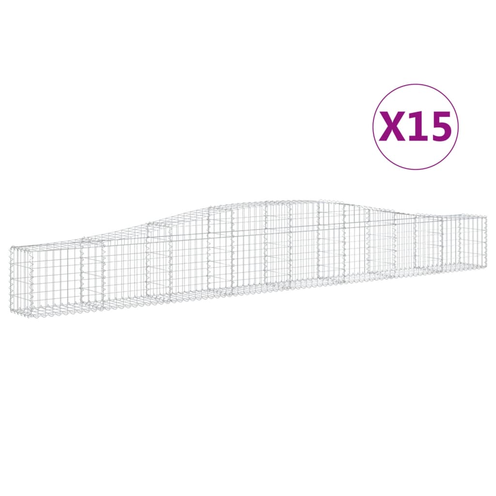 vidaXL Arched Gabion Baskets 15 pcs 400x30x40/60 cm Galvanised Iron