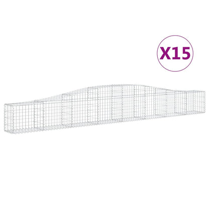vidaXL Arched Gabion Baskets 15 pcs 400x30x40/60 cm Galvanised Iron