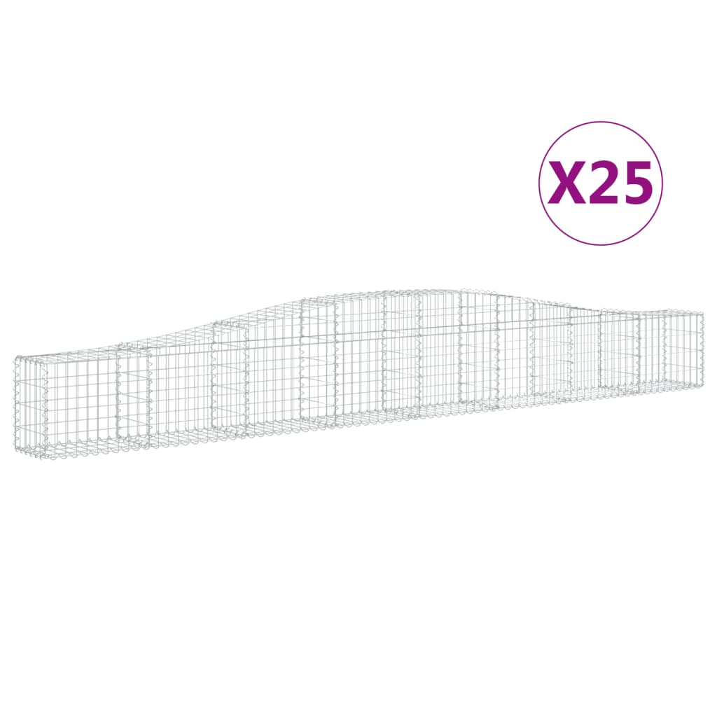 vidaXL Arched Gabion Baskets 25 pcs 400x30x40/60 cm Galvanised Iron