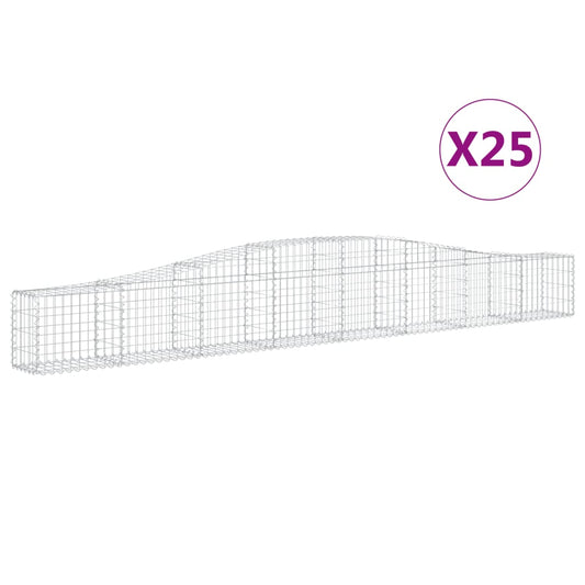 vidaXL Arched Gabion Baskets 25 pcs 400x30x40/60 cm Galvanised Iron