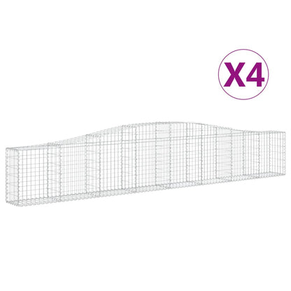 vidaXL Arched Gabion Baskets 4 pcs 400x30x60/80 cm Galvanised Iron