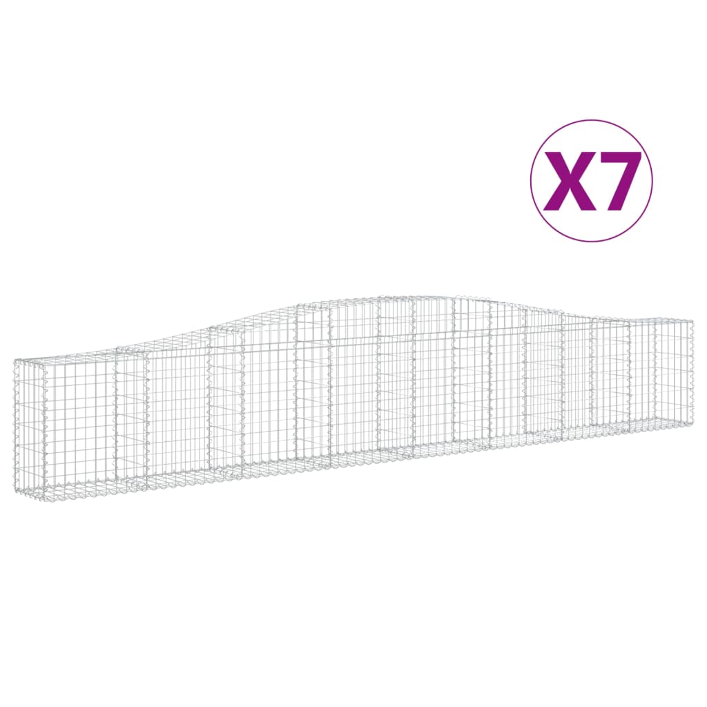 vidaXL Arched Gabion Baskets 7 pcs 400x30x60/80 cm Galvanised Iron