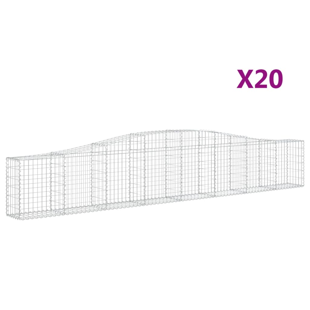 vidaXL Arched Gabion Baskets 20 pcs 400x30x60/80 cm Galvanised Iron