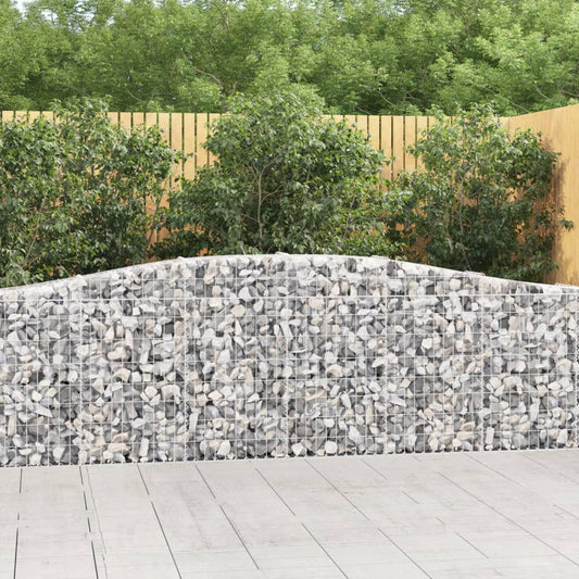 vidaXL Arched Gabion Baskets 15 pcs 400x30x80/100 cm Galvanised Iron