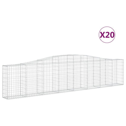 vidaXL Arched Gabion Baskets 20 pcs 400x30x80/100 cm Galvanised Iron
